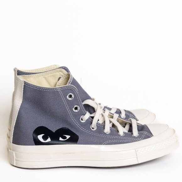 Converse x Comme des Garcons PLAY Heart High Top Sneakers Gray - Picture 2 of 16